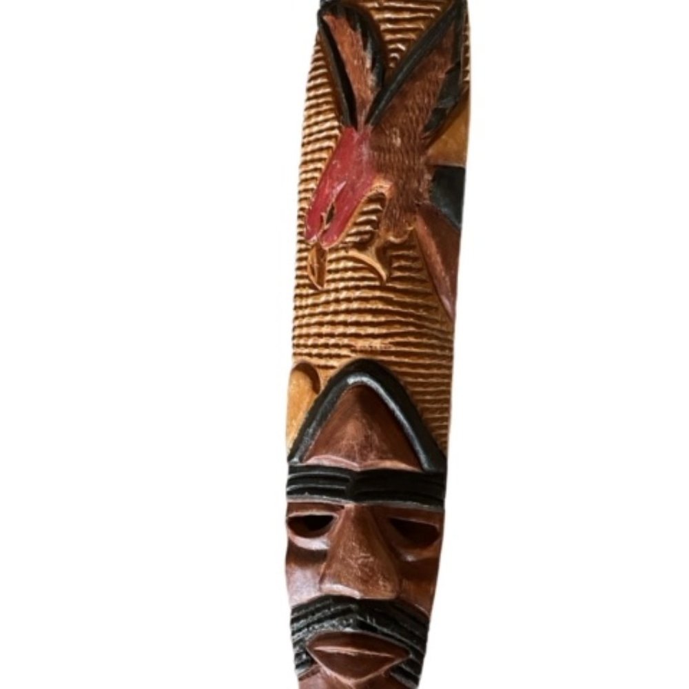 Hancrafted African Sese Mask " Red Eagle".